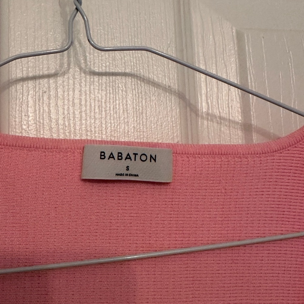 Babaton Pink Ribbed Crop Top - Picture 3 of 3